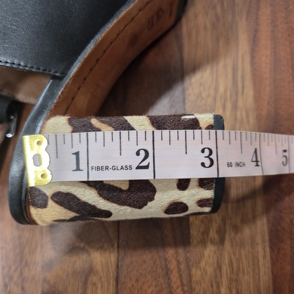 Donald J. Pliner Inaa Cow Fur Leopard Leather Block Heel Mule Open Toe Size 11 - Picture 12 of 15